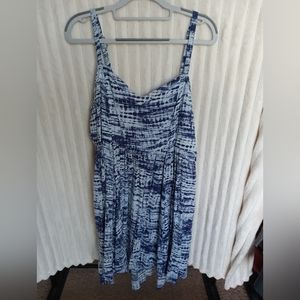 Torrid Blue Tie Dye Mini Challis High-Low Skater Dress